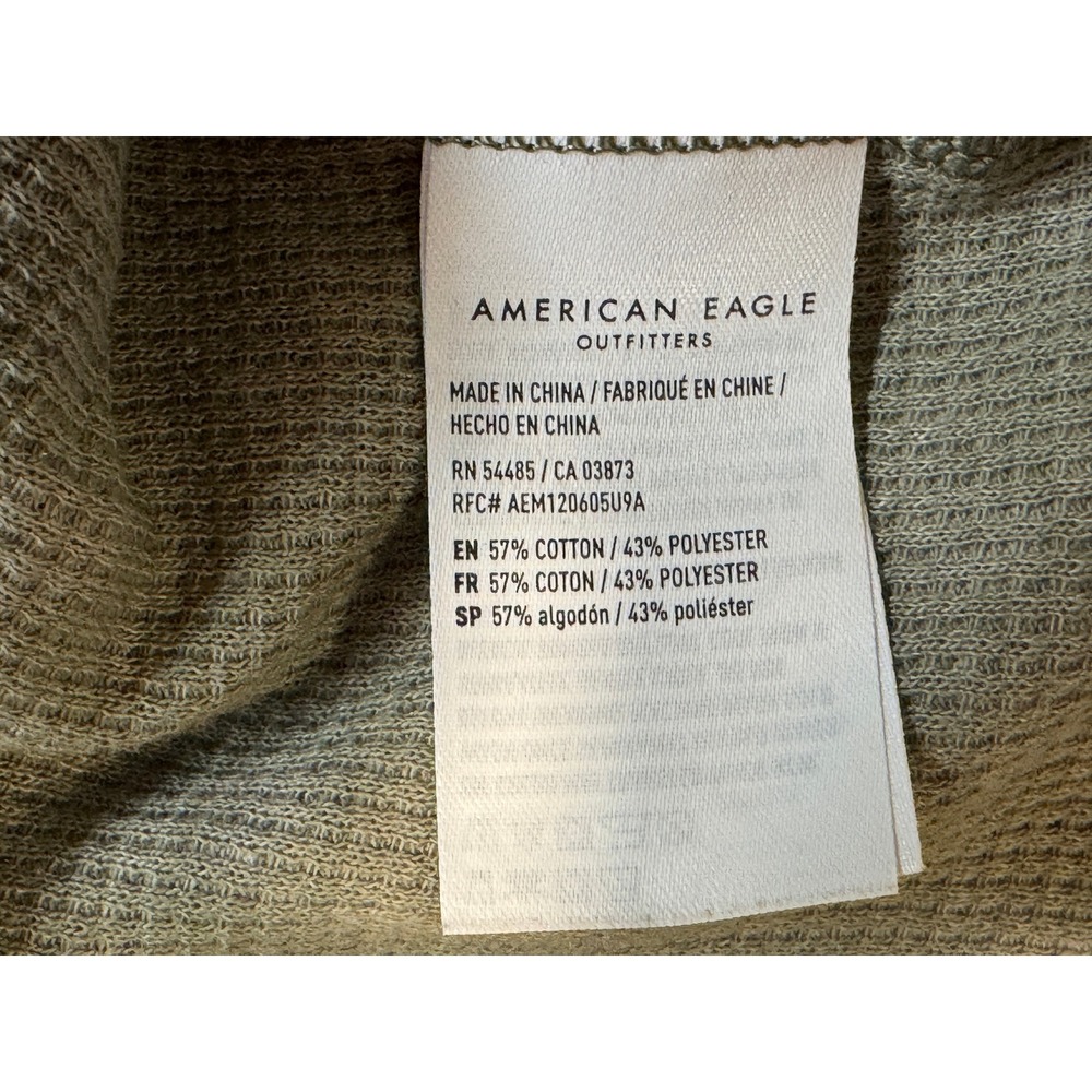 American Eagle Womens XL Floral Waffle Knit Lettuce Edge Top Sage Green 01233 - Picture 6 of 8